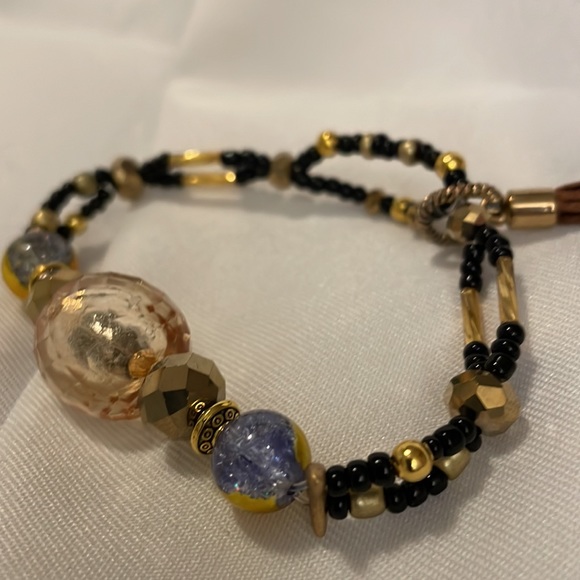 Handmade Beaded Boho Bracelet & Earrings Gift Set Includes Upcycled & New Beads - Picture 3 of 6